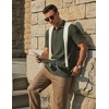 image:imageCOOFANDY Mens Polo Shirts Short Sleeve Casual Knit Textured Summer ShirtDark Army Green
