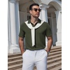 image:imageCOOFANDY Mens Polo Shirts Short Sleeve Casual Knit Textured Summer ShirtDark Army Green