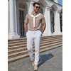 image:imageCOOFANDY Mens Polo Shirts Short Sleeve Casual Knit Textured Summer ShirtKhaki