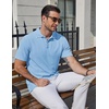 image:imageCOOFANDY Mens Polo Shirts Short Sleeve Casual Knit Textured Summer ShirtLight Blue
