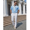 image:imageCOOFANDY Mens Polo Shirts Short Sleeve Casual Knit Textured Summer ShirtLight Blue