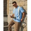 image:imageCOOFANDY Mens Polo Shirts Short Sleeve Casual Knit Textured Summer ShirtLight Blue