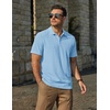 image:imageCOOFANDY Mens Polo Shirts Short Sleeve Casual Knit Textured Summer ShirtLight Blue