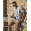 image:imageCOOFANDY Mens Polo Shirts Short Sleeve Casual Knit Textured Summer ShirtLight Grey