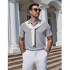 image:imageCOOFANDY Mens Polo Shirts Short Sleeve Casual Knit Textured Summer ShirtLight Grey