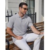 image:imageCOOFANDY Mens Polo Shirts Short Sleeve Casual Knit Textured Summer ShirtLight Grey