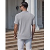 image:imageCOOFANDY Mens Polo Shirts Short Sleeve Casual Knit Textured Summer ShirtLight Grey