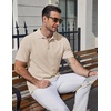 image:imageCOOFANDY Mens Polo Shirts Short Sleeve Casual Knit Textured Summer ShirtLight Khaki