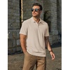 image:imageCOOFANDY Mens Polo Shirts Short Sleeve Casual Knit Textured Summer ShirtLight Khaki