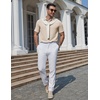image:imageCOOFANDY Mens Polo Shirts Short Sleeve Casual Knit Textured Summer ShirtLight Khaki