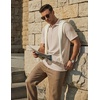 image:imageCOOFANDY Mens Polo Shirts Short Sleeve Casual Knit Textured Summer ShirtLight Khaki