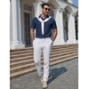 image:imageCOOFANDY Mens Polo Shirts Short Sleeve Casual Knit Textured Summer ShirtNavy Blue