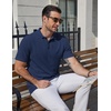 image:imageCOOFANDY Mens Polo Shirts Short Sleeve Casual Knit Textured Summer ShirtNavy Blue