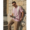 image:imageCOOFANDY Mens Polo Shirts Short Sleeve Casual Knit Textured Summer ShirtPink