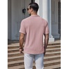 image:imageCOOFANDY Mens Polo Shirts Short Sleeve Casual Knit Textured Summer ShirtPink