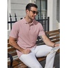 image:imageCOOFANDY Mens Polo Shirts Short Sleeve Casual Knit Textured Summer ShirtPink