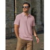image:imageCOOFANDY Mens Polo Shirts Short Sleeve Casual Knit Textured Summer ShirtPink