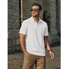 image:imageCOOFANDY Mens Polo Shirts Short Sleeve Casual Knit Textured Summer ShirtWhite