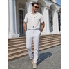 image:imageCOOFANDY Mens Polo Shirts Short Sleeve Casual Knit Textured Summer ShirtWhite