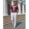 image:imageCOOFANDY Mens Polo Shirts Short Sleeve Casual Knit Textured Summer ShirtWine Red