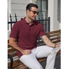 image:imageCOOFANDY Mens Polo Shirts Short Sleeve Casual Knit Textured Summer ShirtWine Red