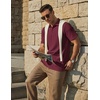 image:imageCOOFANDY Mens Polo Shirts Short Sleeve Casual Knit Textured Summer ShirtWine Red