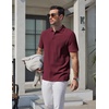 image:imageCOOFANDY Mens Polo Shirts Short Sleeve Casual Knit Textured Summer ShirtWine Red