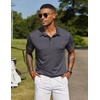 image:imageCOOFANDY Mens Polo Shirts Short Sleeve Casual Summer Collar Shirts Soft Breathable Polo Tee Shirts Classic Golf ShirtsDark Grey