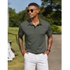 image:imageCOOFANDY Mens Polo Shirts Short Sleeve Casual Summer Collar Shirts Soft Breathable Polo Tee Shirts Classic Golf ShirtsDeep Army Green