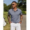 image:imageCOOFANDY Mens Polo Shirts Short Sleeve Casual Summer Collar Shirts Soft Breathable Polo Tee Shirts Classic Golf ShirtsGrey