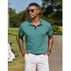 image:imageCOOFANDY Mens Polo Shirts Short Sleeve Casual Summer Collar Shirts Soft Breathable Polo Tee Shirts Classic Golf ShirtsGrey Green