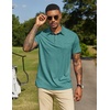image:imageCOOFANDY Mens Polo Shirts Short Sleeve Casual Summer Collar Shirts Soft Breathable Polo Tee Shirts Classic Golf ShirtsGrey Green