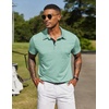 image:imageCOOFANDY Mens Polo Shirts Short Sleeve Casual Summer Collar Shirts Soft Breathable Polo Tee Shirts Classic Golf ShirtsLight Green