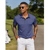 image:imageCOOFANDY Mens Polo Shirts Short Sleeve Casual Summer Collar Shirts Soft Breathable Polo Tee Shirts Classic Golf ShirtsNavy Blue