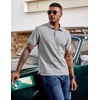 image:imageCOOFANDY Mens Polo Shirts Short Sleeve Cotton Pique Casual Button T Shirts Classic Fit Collared Golf ShirtsHeather Grey