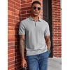 image:imageCOOFANDY Mens Polo Shirts Short Sleeve Cotton Pique Casual Button T Shirts Classic Fit Collared Golf ShirtsHeather Grey