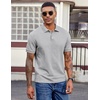image:imageCOOFANDY Mens Polo Shirts Short Sleeve Cotton Pique Casual Button T Shirts Classic Fit Collared Golf ShirtsHeather Grey