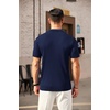image:imageCOOFANDY Mens Quarter Zip Polo Shirt Short Sleeve Ribbed Knit Golf TeeAnavy Blue
