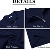 image:imageCOOFANDY Mens Quarter Zip Polo Shirt Short Sleeve Ribbed Knit Golf TeeAnavy Blue