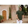 image:imageCOOFANDY Mens Quarter Zip Polo Shirt Short Sleeve Ribbed Knit Golf TeeArmy Green