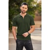 image:imageCOOFANDY Mens Quarter Zip Polo Shirt Short Sleeve Ribbed Knit Golf TeeArmy Green