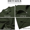 image:imageCOOFANDY Mens Quarter Zip Polo Shirt Short Sleeve Ribbed Knit Golf TeeArmy Green