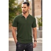 image:imageCOOFANDY Mens Quarter Zip Polo Shirt Short Sleeve Ribbed Knit Golf TeeArmy Green