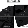 image:imageCOOFANDY Mens Quarter Zip Polo Shirt Short Sleeve Ribbed Knit Golf TeeBlack