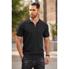 image:imageCOOFANDY Mens Quarter Zip Polo Shirt Short Sleeve Ribbed Knit Golf TeeBlack