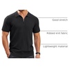 image:imageCOOFANDY Mens Quarter Zip Polo Shirt Short Sleeve Ribbed Knit Golf TeeBlack