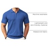 image:imageCOOFANDY Mens Quarter Zip Polo Shirt Short Sleeve Ribbed Knit Golf TeeBlue
