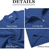 image:imageCOOFANDY Mens Quarter Zip Polo Shirt Short Sleeve Ribbed Knit Golf TeeBlue