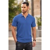 image:imageCOOFANDY Mens Quarter Zip Polo Shirt Short Sleeve Ribbed Knit Golf TeeBlue