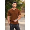 image:imageCOOFANDY Mens Quarter Zip Polo Shirt Short Sleeve Ribbed Knit Golf TeeBrown